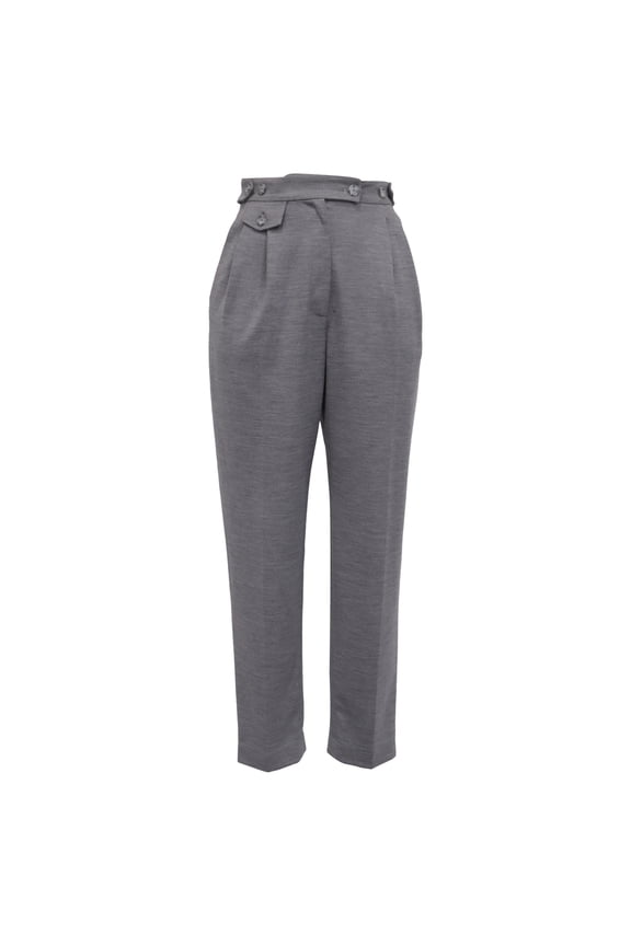 Pre-Owned Burberry Flannel Tapered Trousers in Grey Wool