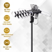 onn Outdoor TV Antenna with Mounting Pole, 85-mile Range (Reception Varies by Location), Supports HDTV & 4K UHD