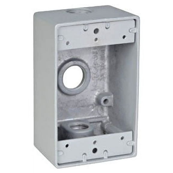 Red Dot IH31LM Device Outlet Box, 1 Gang, 3 Hub, 2-13/16" x 2" x 4-9/16", Silver