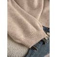 thumbnail image 4 of Womens Sweater Long Puff Sleeve V Neck Cardigan Lightweight Fashion Knit Tops Brown S, 4 of 5