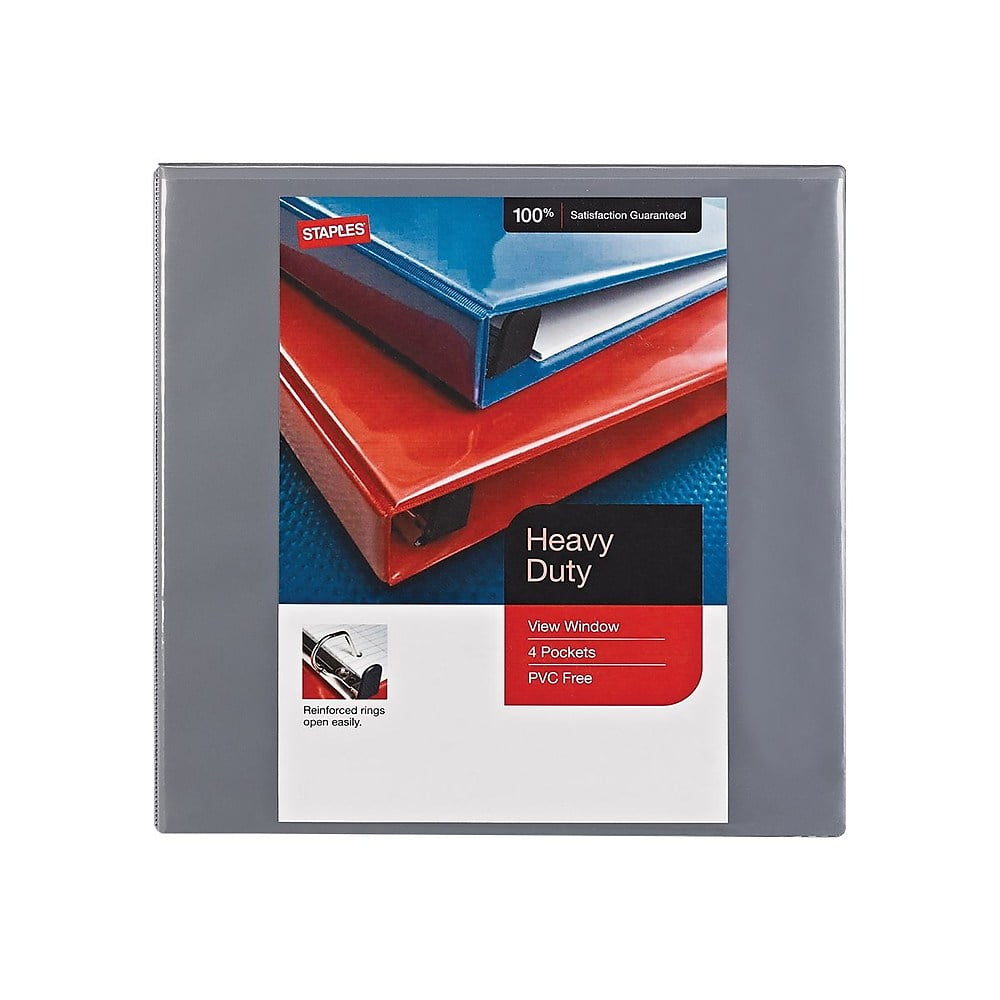 Staples HeavyDuty 3Inch D 3Ring View Binder Gray (26368) 976043