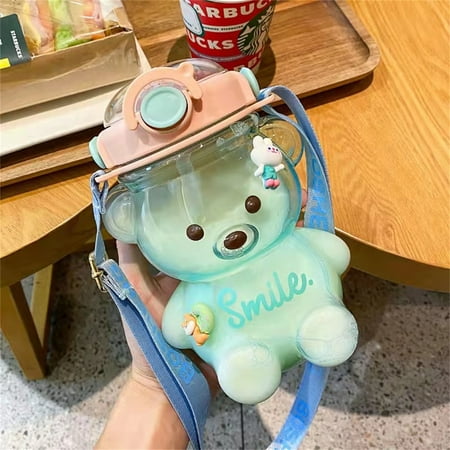 

Lilgiuy Straw Water Bottle With Integrated Carrying Loop Removable Shoulder Strap Made Of Durable Plastic