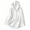 thumbnail image 5 of Evdexr Womens Hoodies Drawstring Long Sleeve Linen Shirts Summer 2026 Button Down Athletic Shirts Breathable Hooded Solid Hiking Blouses 2XL, 5 of 6