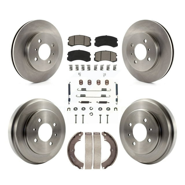 CMX Front Rear Disc Brake Rotors Ceramic Pads and Drum Kit (7Pc) for Car Mitsubishi Lancer K8C-102181