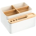 thumbnail image 1 of Organizador de escritorio de soporte para bolígrafo de papelería de madera y plástico con Comp extraíble, 1 of 5