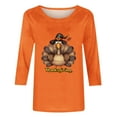thumbnail image 4 of Inverlee Thanksgiving Shirts Women Cute Turkey Pumpkin Graphic Tees Comfy 3/4 Sleeve Loose Fit T-shirts Round Neck Holiday Blouse Tops, 4 of 4