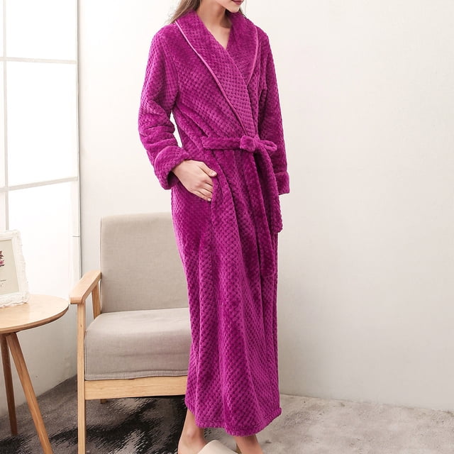 Hot ! TIMIFIS Mens Womens Robe Soft Plush Fleece Hooded Bathrobe, Full Length Long Warm Lounge Robe Spa Bath Robe with Hood pring/Summer