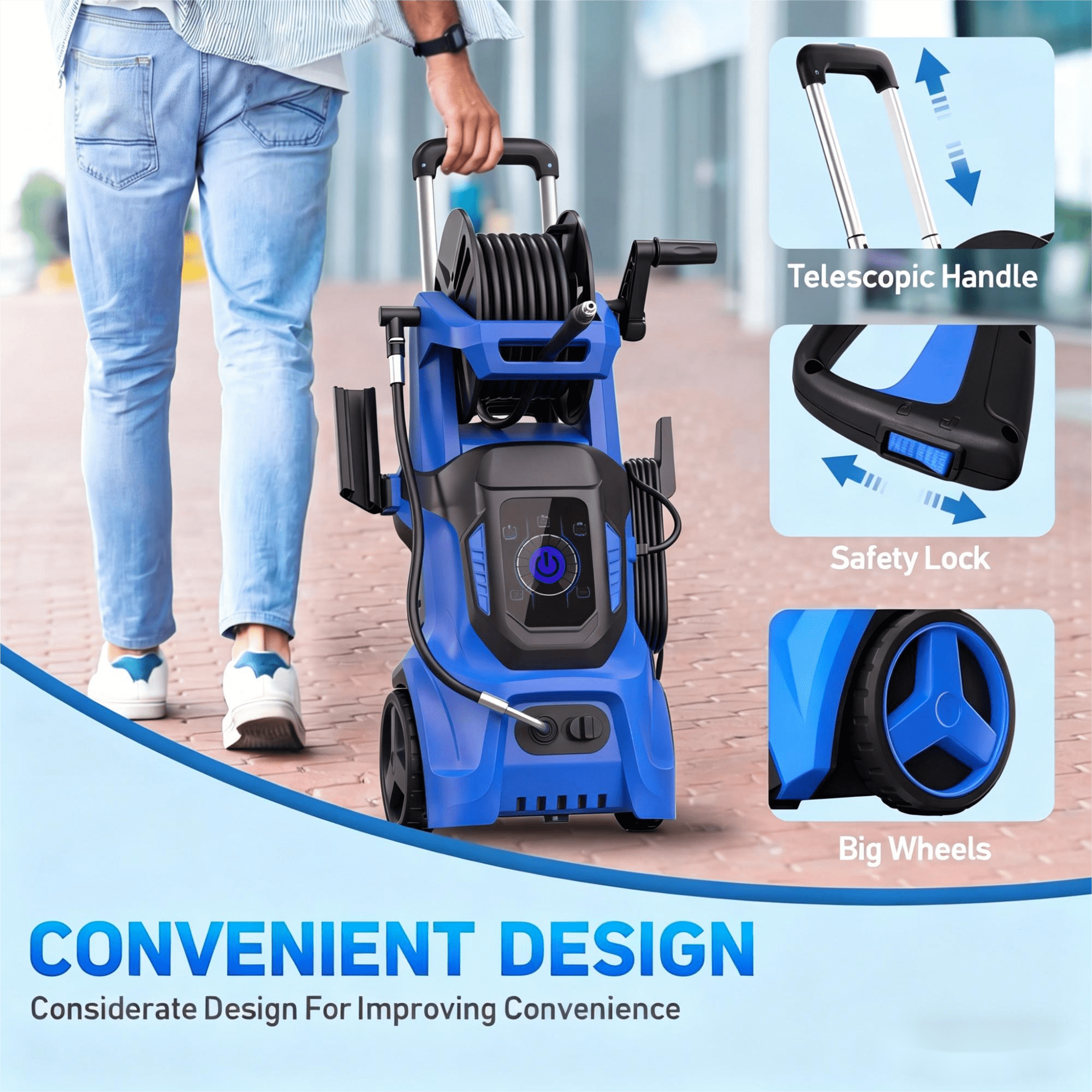 Electric Pressure Washer 4200PSI-Max 2.8GPM Power Washer Touch Screen Adjustable Pressure,4 Nozzles and 500ml Foam Cannon Power Washer Cleaning for Car, Home, Driveway, Yard, Outdoor, Gutter, Pool,
