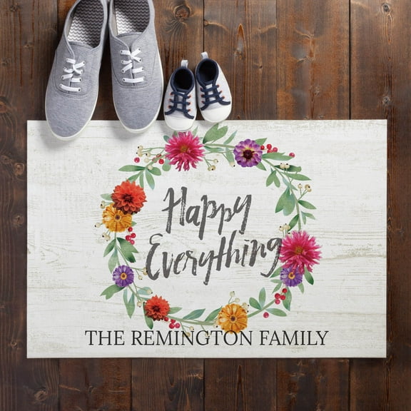Personalized Happy Everything Floral Indoor / Outdoor Doormat