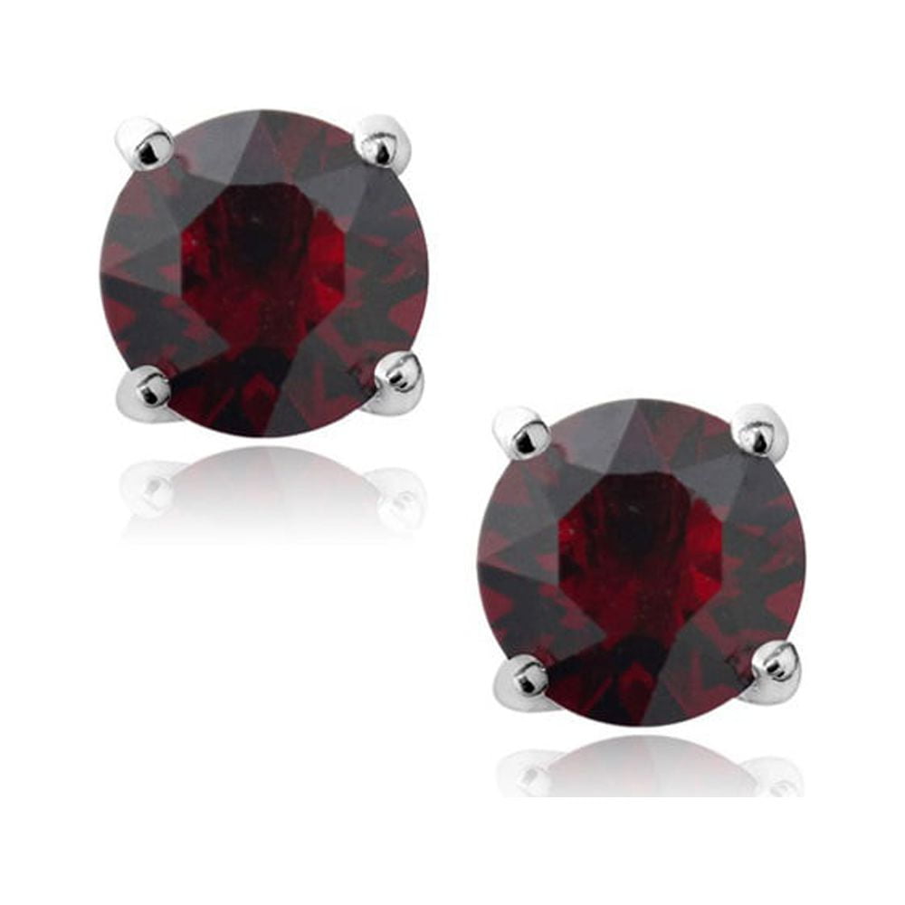 Jewelers 14K Solid White Gold Birthstone Round-cut Stud Earrings made with Crystals Swarovski-JAN BOXED
