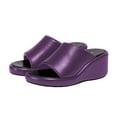 thumbnail image 3 of YDN Women Open Toe Wedge Mid Heel Mules Slip on Platform Slide Sandals Summer Beach Dressy Slippers Size 12 Dark Purple, 3 of 4