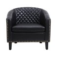thumbnail image 5 of Accent Barrel Chair Living Room Chair With Nailheads And Solid Wood Legs Black Pu Leather, 5 of 10