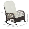 thumbnail image 4 of Outsunny Outdoor Wicker Rocking Chair Wide Cushion, Steel Frame, Cream, 4 of 9