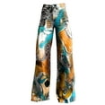 thumbnail image 4 of yunLCZ Women's Wide Leg Pants Wide Leg Pants Woman High Waist Floral Patterned Pants Lightweight Loose Fit Casual Colorful Trouser Imitation Jeans Office Slacks, 4 of 4