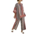 thumbnail image 2 of VBVC Women's Striped Batwing Sleeve 2 Piece Set , Beach Vacation Outfit For Women , Ladies' Wide Leg Pants Tracksuit with Pockets,Red,S-5XL, 2 of 5