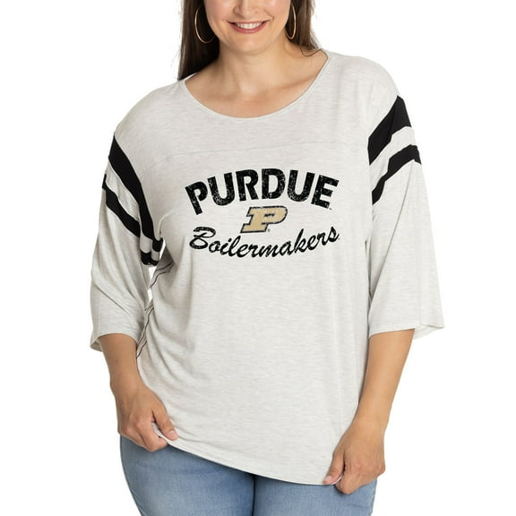 Women's  Ash Purdue Boilermakers Sabrina 3/4-Sleeve Jersey T-Shirt