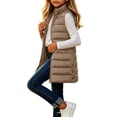 thumbnail image 6 of Mifsaly Girls Long Puffer Vests Kids Tween Zip Up Stand Collar Quilted Vest Fall Winter Casual Going Out Play Back to School Padded Coat with Pocekts, 6 of 10