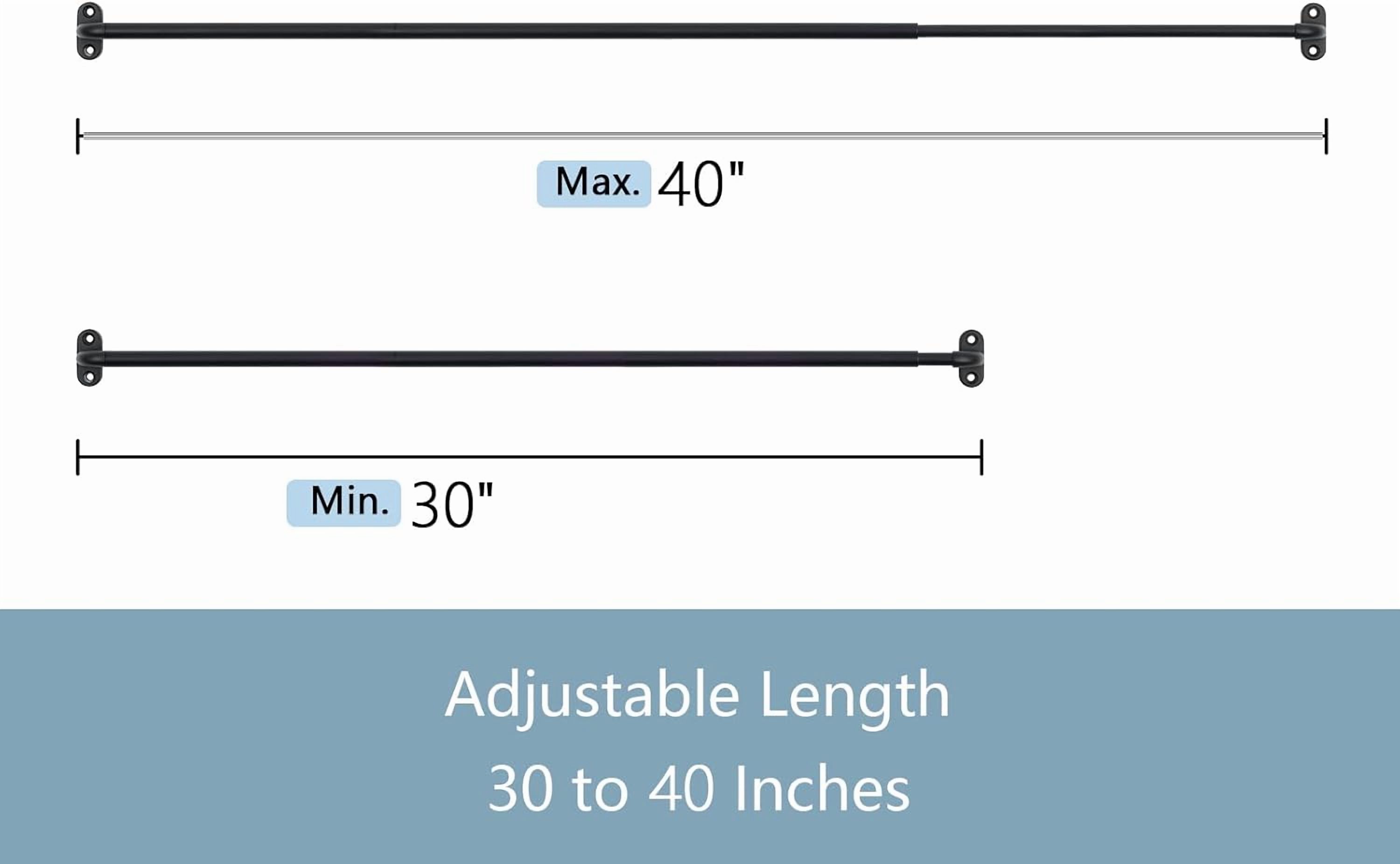 NestE - 2 Pack Screwed Sash Curtain Rod Adjustable 30-40 Inch, 3/8 In. Diameter, French Door Curtain Rods (Black)