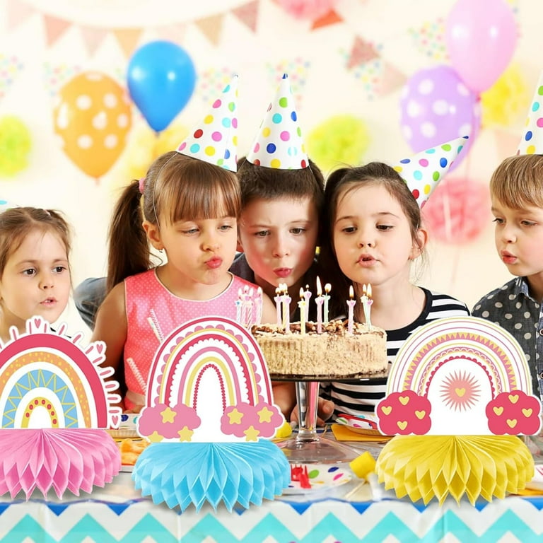 ZEYGC Rainbow Birthday Party Table Decor, Colorful Clouds Rainbow