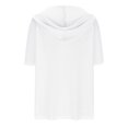 thumbnail image 5 of fatyb Womens Short Sleeve Tops with Hood Drawstring Button V Neck Hoodie Shirts Casual Plain Blouses, 5 of 7