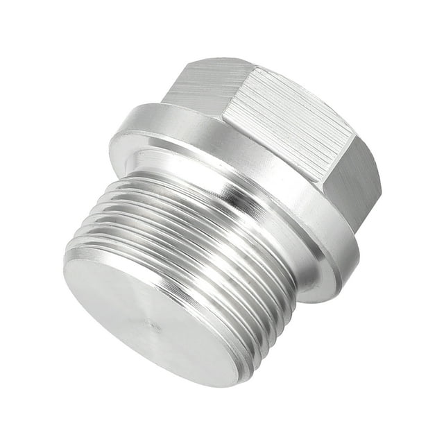Tapa de hexágono macho Uxcell M27 x 1.5 de acero inoxidable sólido 1.06" x 1.14" (L x D máx.)