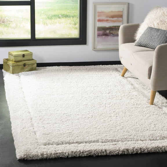 SAFAVIEH Glamour Douglas Solid Shag Area Rug, Ivory, 4' x 6'
