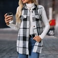 thumbnail image 5 of Weiqiqre Women's Vest Plaid Vest Button Down Sleeveless Lapel Neck Long Vest Tops Outerwear Casual Flannel Waistcoat Jackets, 5 of 8