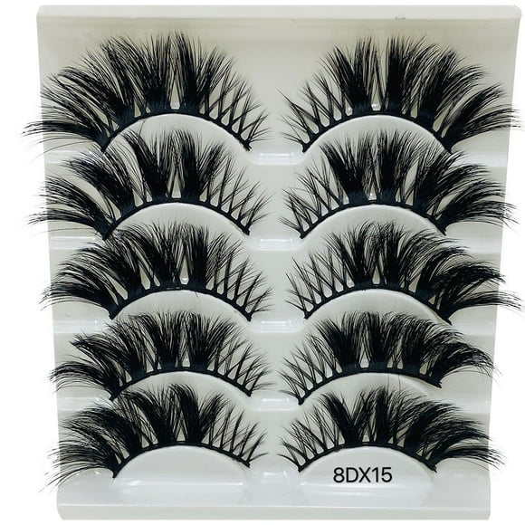 Xihbxyly En venta 5 pares, pestañas postizas naturales, maquillaje, pestañas postizas gruesas y colores naturales negro