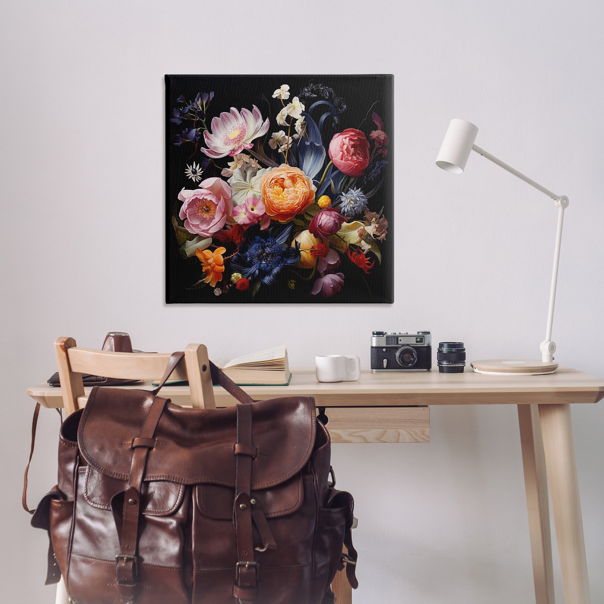 Stupell Industries Vintage Dark Bouquet Plants & Flowers Painting Wrapped Canvas Art Print Wall Art, 36 x 36