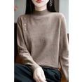 thumbnail image 6 of TRUBKH Women's Sweaters Turtleneck Sweater Long Lantern Sleeve Blouses for Women Dressy Casual Slim Fit Solid Tops Oversized Sweaters for Women Fall Casual Sweater Flowy Top Women's Beige XL, 6 of 7