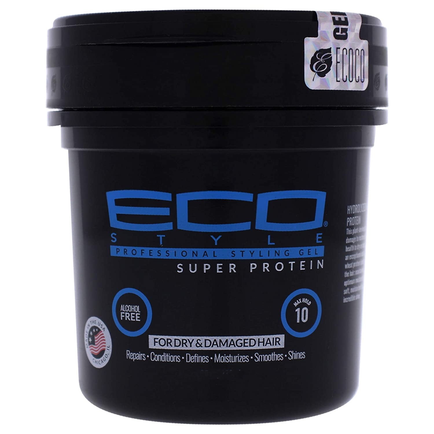 Eco Styling Gel Black Super Protein, Black, 16 Oz., Pack of 3