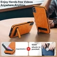 thumbnail image 2 of ELEHOLD Case for iPhone X/XS, Luxury PU Leather Anti-Scratch Magnetic Case with Invisible Kickstand for MagSafe Accessory,Khaki, 2 of 8