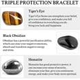 thumbnail image 4 of Pulsera de triple protección, ojo de tigre - Pulseras de cuentas de obsidiana negra y hematita para hombres y mujeres, turmalina espiritual piedra de cristal natural Suerte B, 4 of 5
