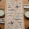 thumbnail image 5 of Nautical Coastal Animals Table Runner, Vintage Ocean Marine Life Brown Cotton Linen Table Runners 120 Inches Long, Dresser Scarf Runner for Dining/Living Room/Kitchen/Square Tables 13''x120'', 5 of 9
