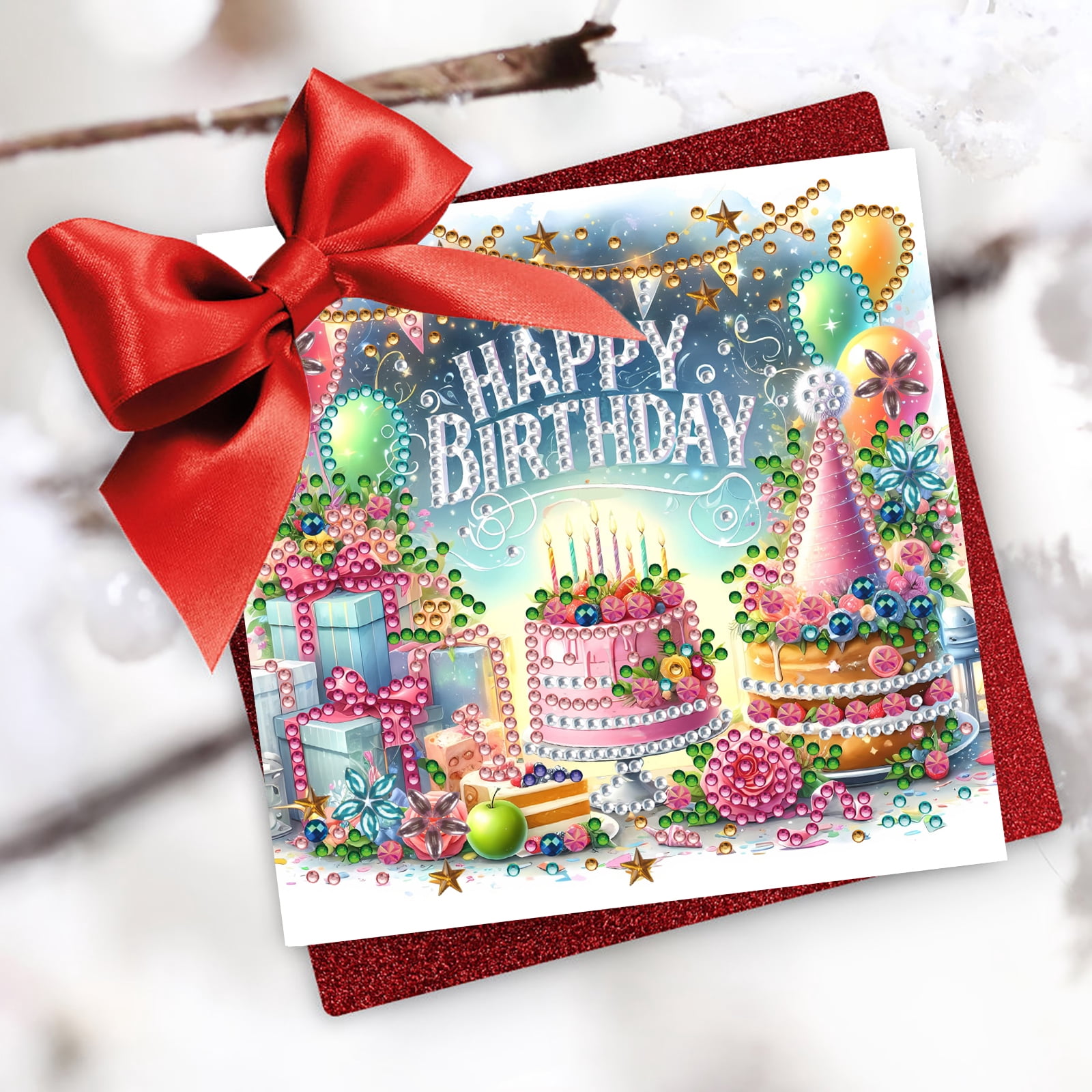 FLOPESN 12Pcs DIY Folding Greeting Card Diamond Art Painting Creative Design Blessing Card Set for Birthday Crafts Gift