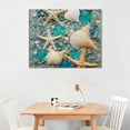 thumbnail image 2 of Nawypu Coastal Farmhouse Canvas Print Wall Decor Ideas Sea Artwork for Bedroom Beach Decor Starfish Seashell Wall Art for Nautical Bathroom Starfish Wave Wall Hanging Beach Art with Shells Seashell, 2 of 4
