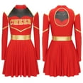 thumbnail image 6 of Aislor Womens Schoolgirls Cheering Uniform Cold Shoulders Dress Cheer Leader Costume Red L, 6 of 7