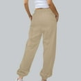 thumbnail image 6 of tzhuwd Ladies Solid Color Ankle-tied Pants Elastic Waist Pants Loose Pocket Sport Drawstring Trouser Casual Long Sweatpant, 6 of 8