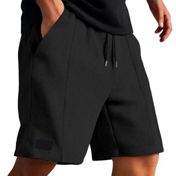 FUZHIQ Men's Gym Shorts 8 Inch Inseam Elastic Waistband Gym Workout Shorts Relaxed Fit Walking Summer Shorts Solid Splice Pocket,M