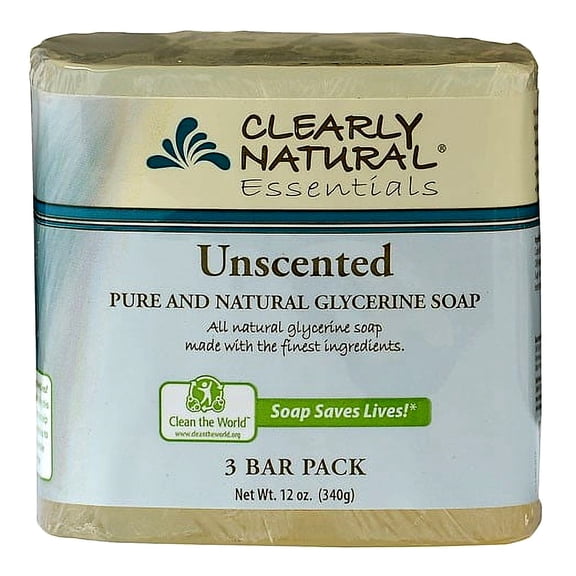 Clearly Natural Glycerine Bar Soap, Unscented, 3 Count, 4 oz each (876872362)