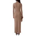 thumbnail image 3 of INSPIRE CHIC Women's Turtleneck Dress Casual Party Club Slim Fit Long Sleeve Small Beige, 3 of 5