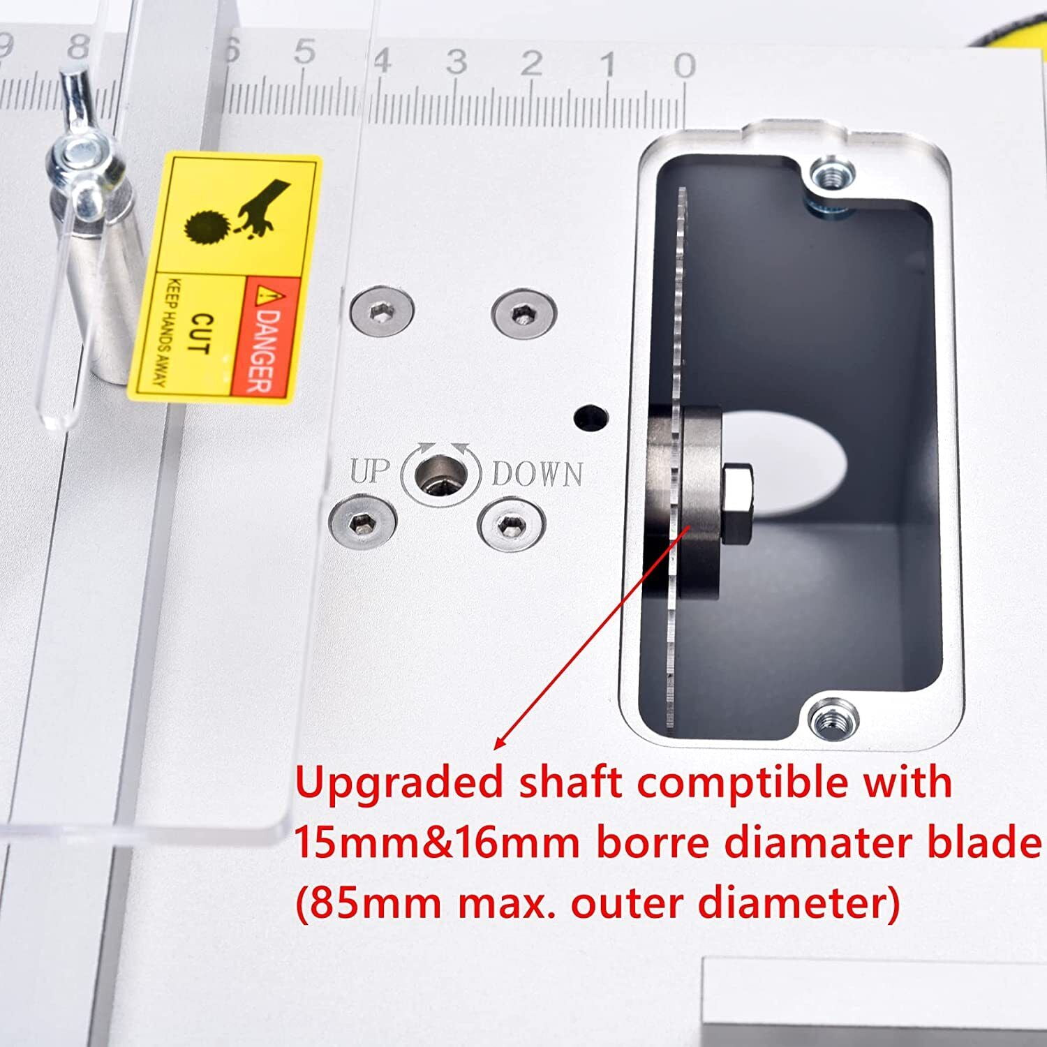 TOPCHANCES Mini Hobby Table Saw with Miter Gauge, 2.5 Inch HSS Alloy Steel Circular Saw Blade,96W Adjustable-Speed Power Supply for DIY Handmade Wooden Model Crafts