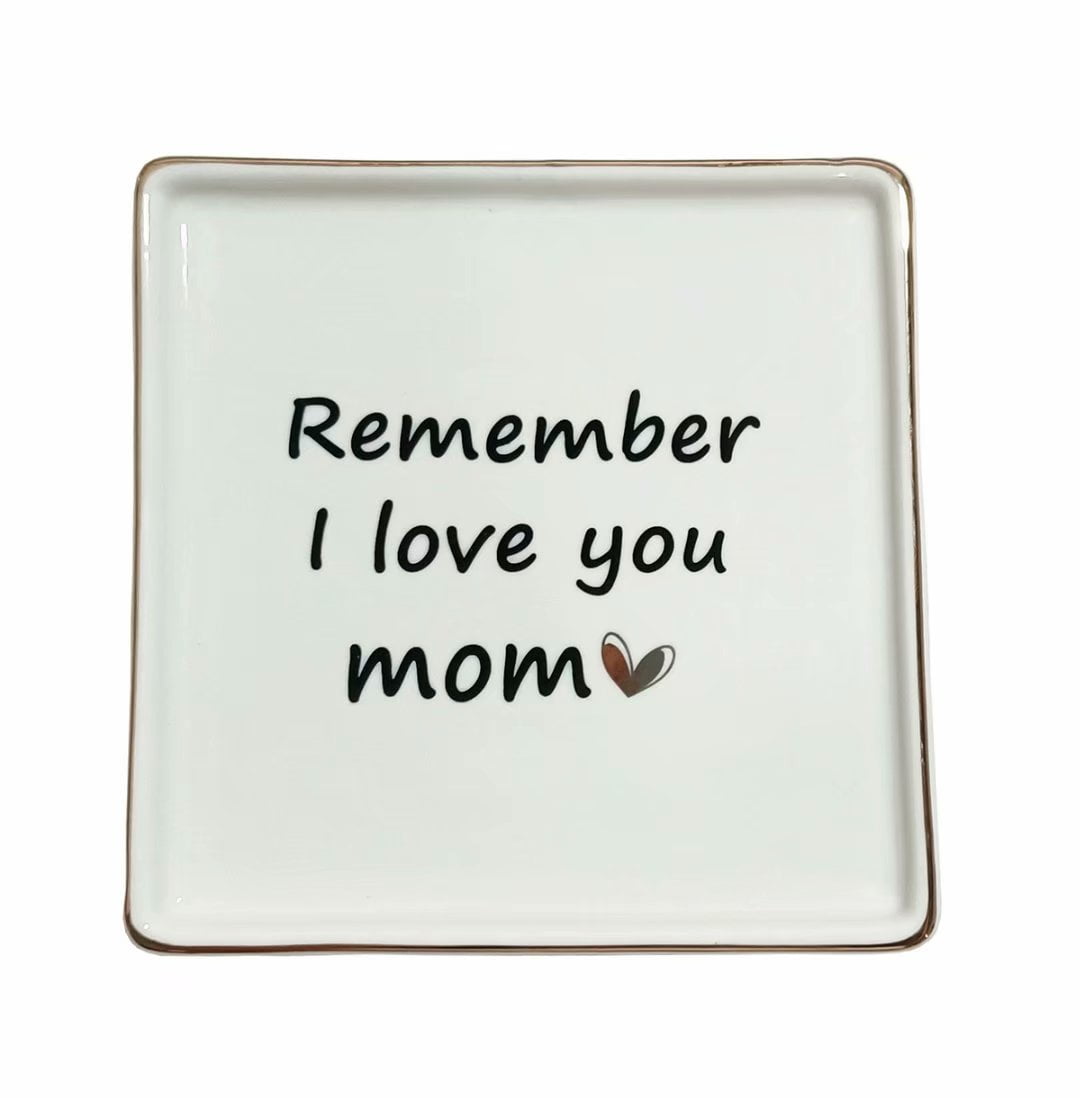Ring Trinket Dish Gifts For Mom,Mothers Day Gift,Ceramic Ring Dish Decorative Trinket Square Jewelry Tray,Ring Holder Jewelry Dish Trinket Holder Home Decor Mothers Day Gift Birthday Gift for Mom 