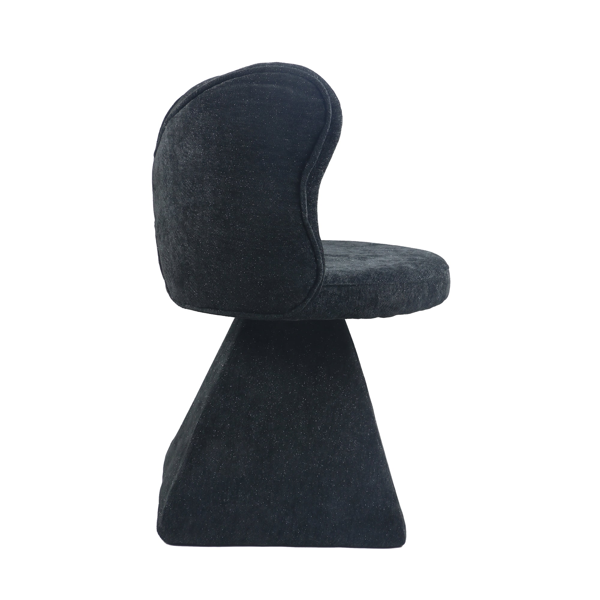 Black Swivel Vanity Chair | 360° Rotating Makeup Chair with Butterfly Back, Chenille Velvet Accent Chair with Decorative Pillow – for Bedroom, Dressing Table, Living Room, Dining, Home Office & Study