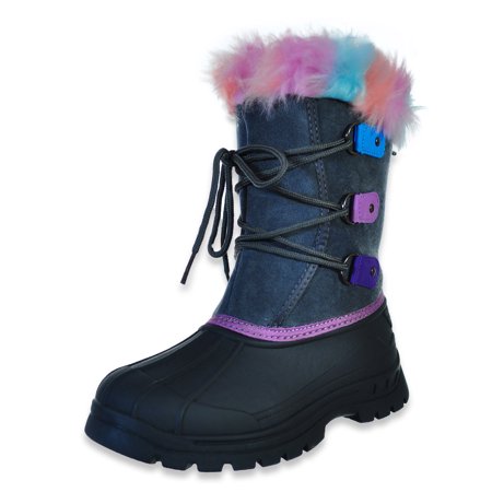 

Cookie s Girls Faux Fur Rainbow Snow Boots - gray multi 11 toddler