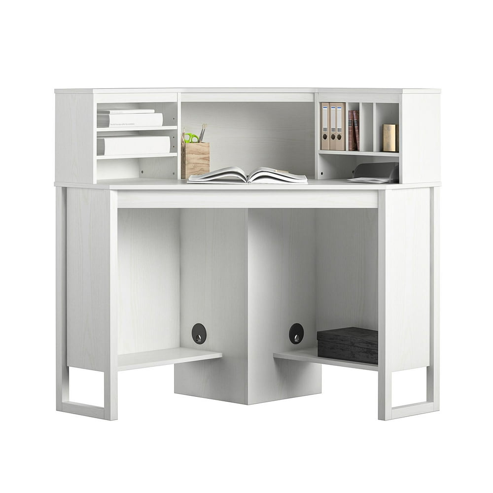 Mainstays Corner Desk with Hutch, White