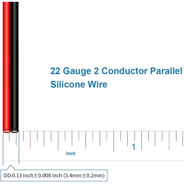 BNTECHGO 22 Gauge Flexible 2 Conducteur Parallèle Silicone Fil