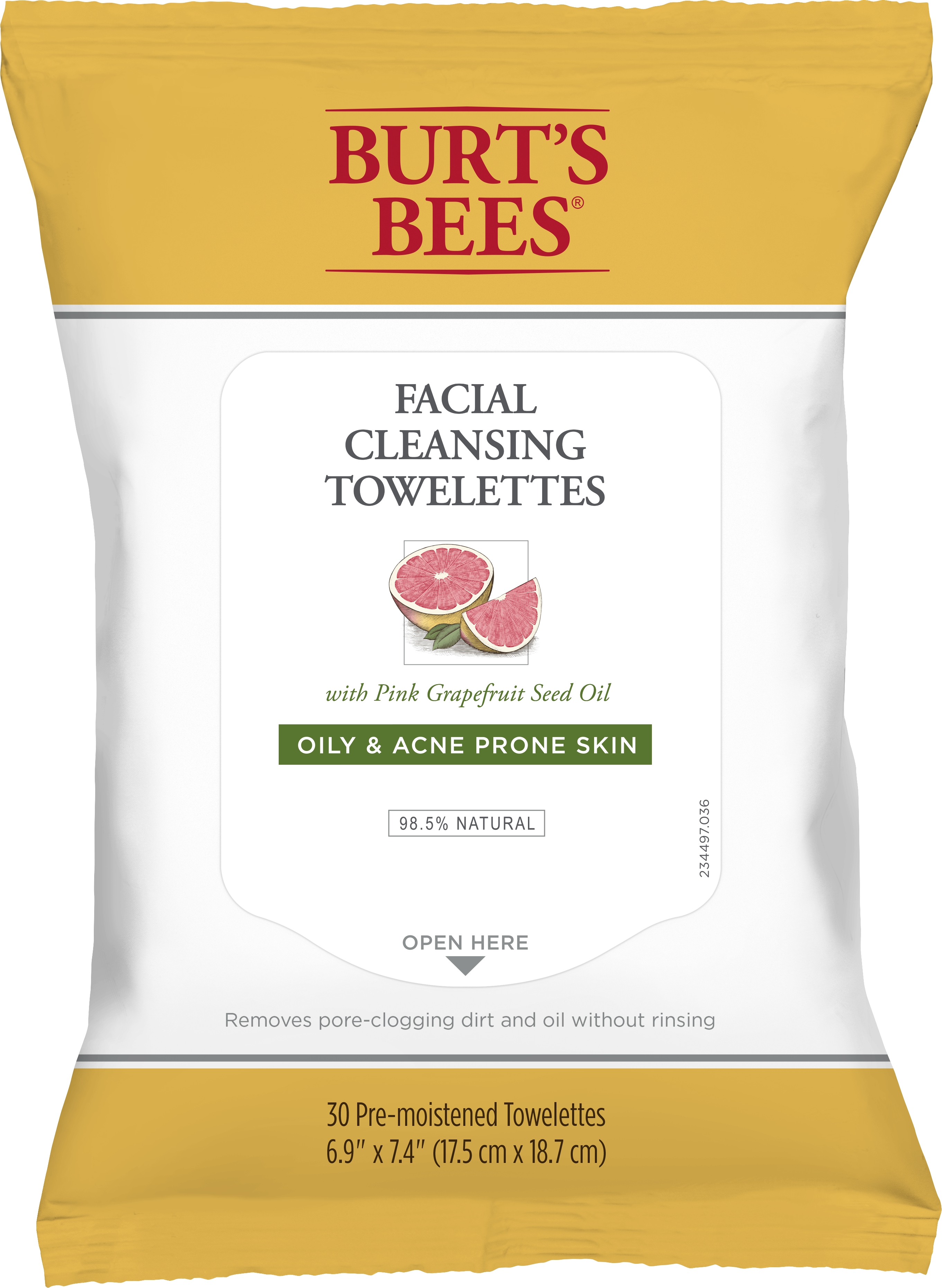 Burt's Bees Facial Cleansing Towelettes for Oily & Acne Prone Skin, 30 Count
