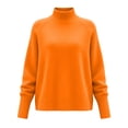 thumbnail image 7 of Xaqiouau Women's Turtleneck Sweater High Neck Long Sleeve Pullover Solid Color Thickened Knit Base Top Soft Warm Cozy Fall Winter Everyday Wear Orange M, 7 of 7