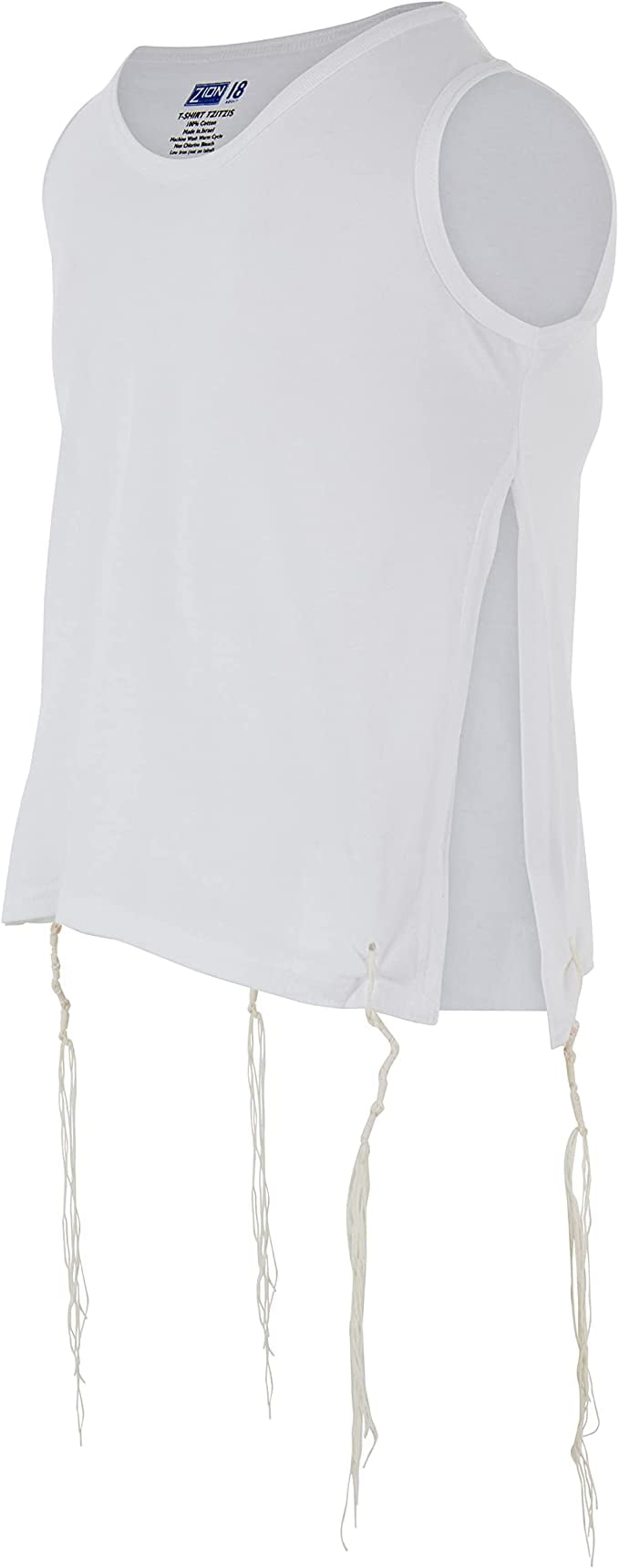 T-Shirt with Tzitzit Attached Adult Size - White